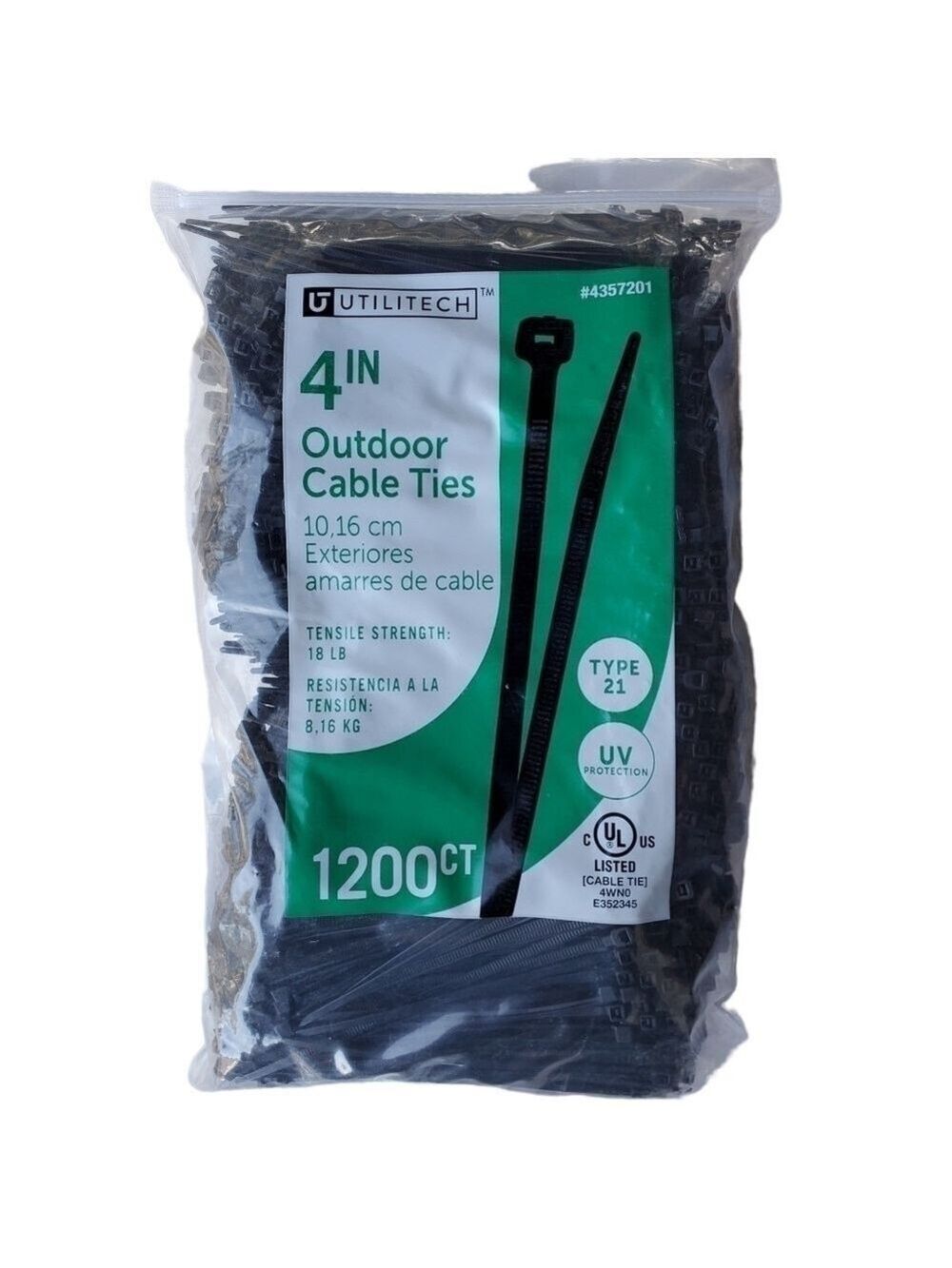 NIB Utilitech 4" Outdoor Cable Ties 1200ct type 21 #4357201
